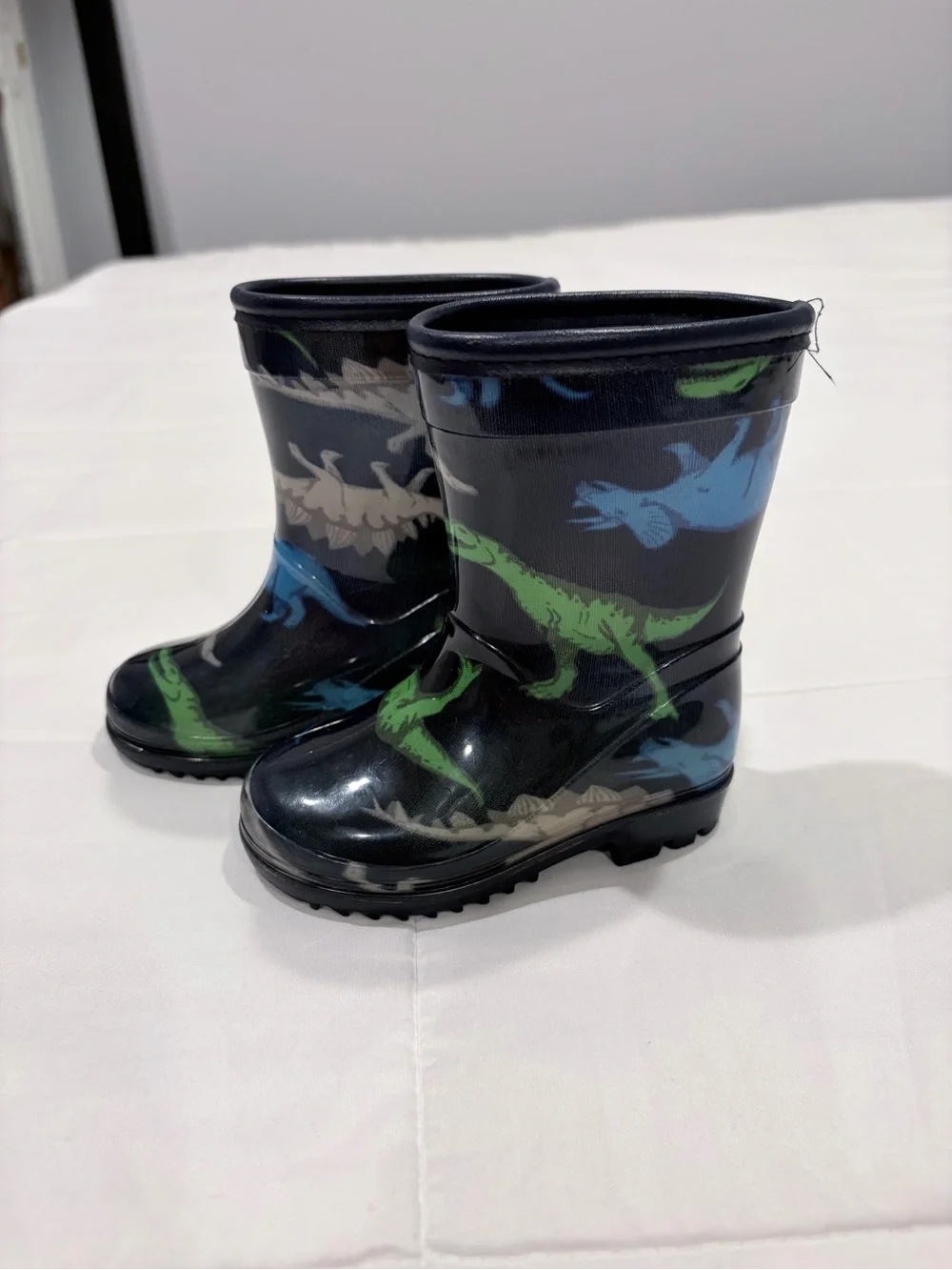 Carter's Navy Dinosaur Rain Boots with Blue, Green & Gray Dinosaurs